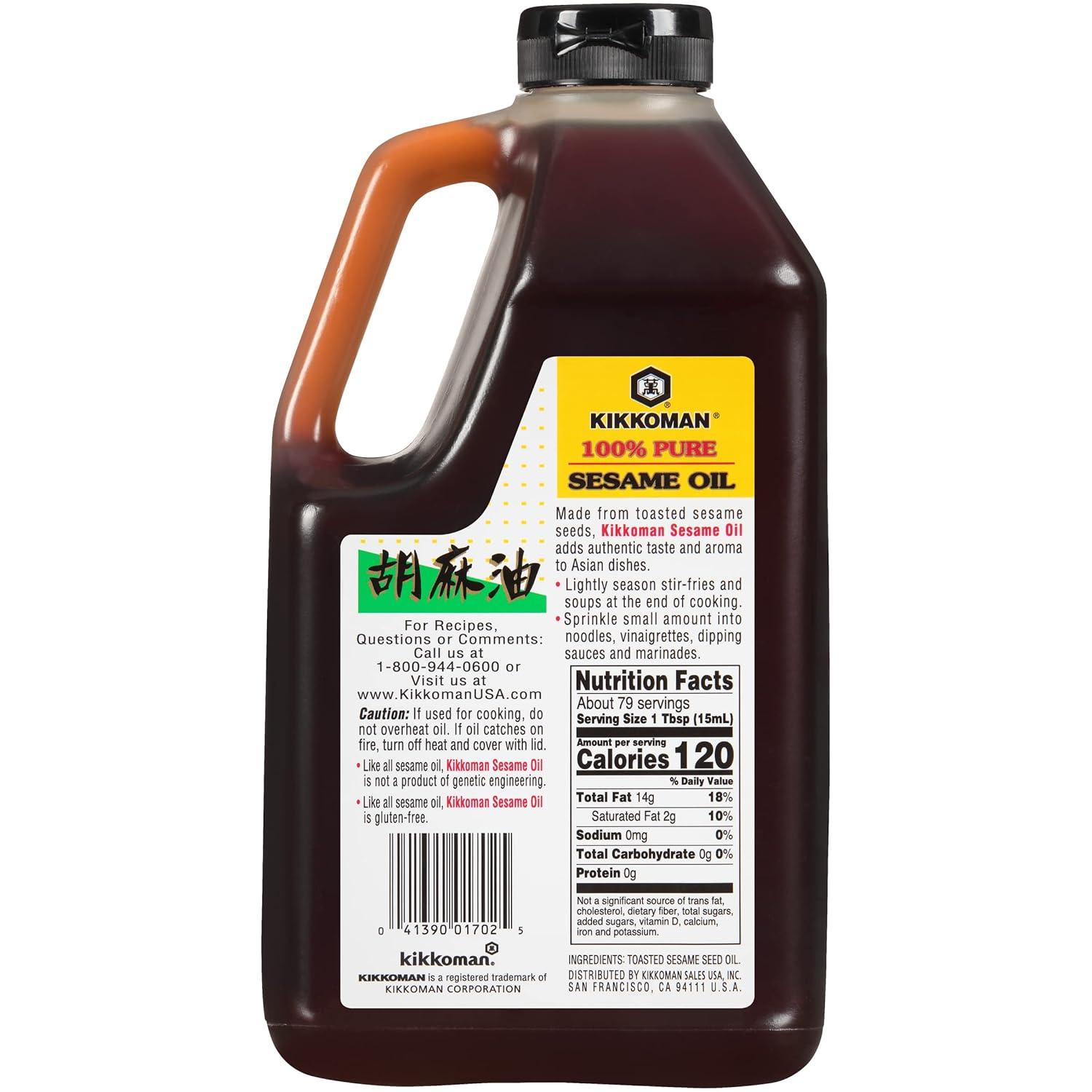 image:imageKikkoman No Preservatives Added NonGMO Toasted Sesame Oil Perfect for Grilling Baking amp AllPurpose Seasoning for Cooking 125 Quarts